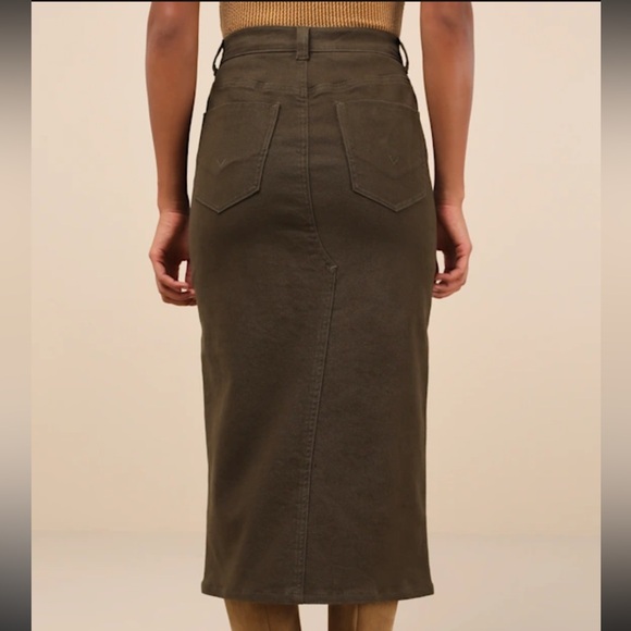 Lulus Army Green Denim Skirt - Picture 2 of 3
